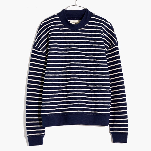 Madewell Quilted Studio Mockneck Sweatshirt in Stripe - Picture 4 of 7